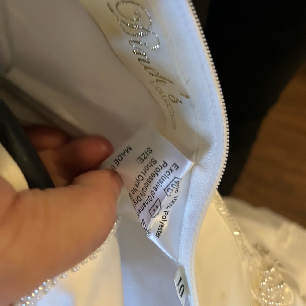 David's Bridal Ivory Beaded Gown